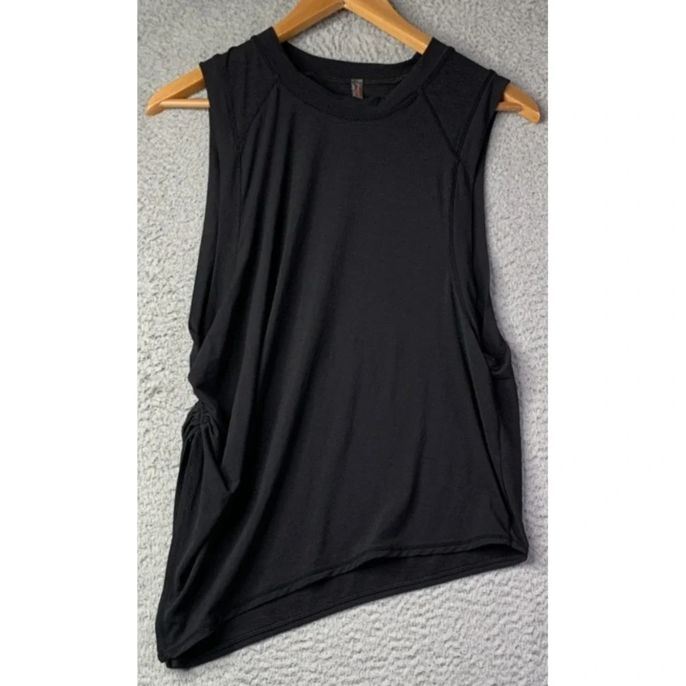 Free People Movement Tank Top Womens S/P Black Open On Sides Tie On One Side